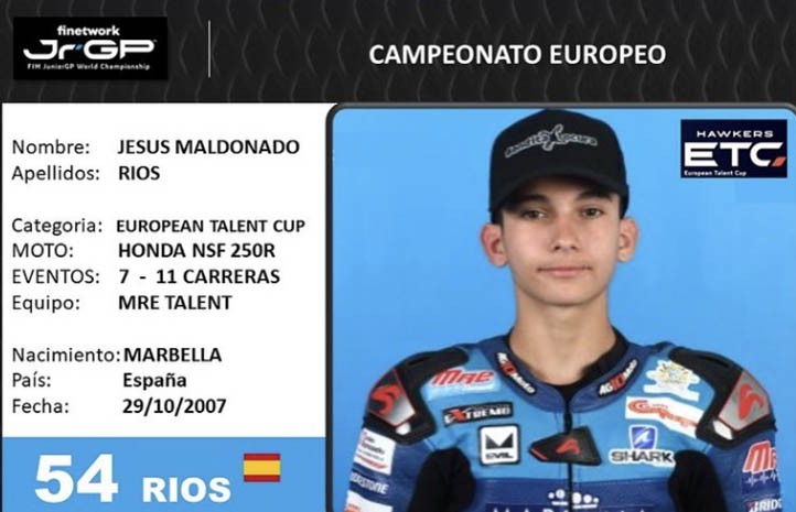 El piloto marbellí Jesús Ríos volverá a participar en la European Talent Cup