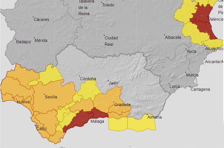 Meteorología amplia al jueves la alerta roja por lluvias en la Costa del Sol 