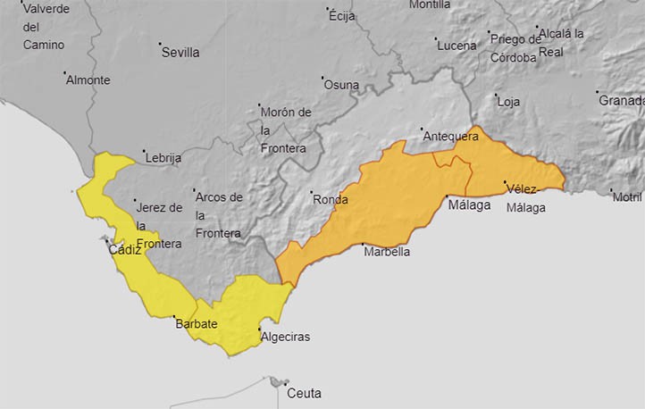 Meteorología anuncia aviso naranja por lluvias en la Costa del Sol