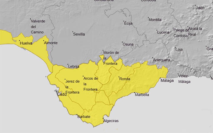 Aviso amarillo por una dana que dejará lluvias en Marbella este viernes