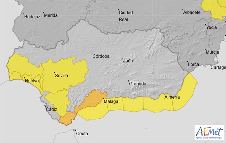 Nuevo aviso naranja por fuertes lluvias este lunes en Marbella