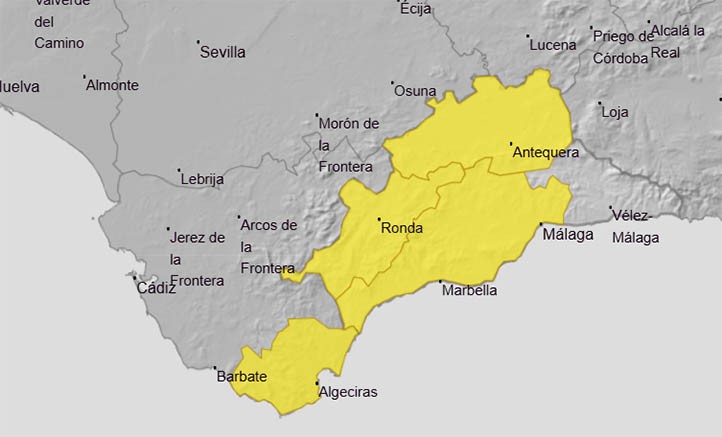 Vuelven los avisos meteorológicos por lluvias este miércoles a Marbella