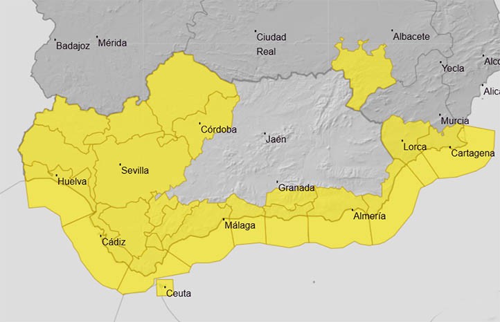 La borrasca Konrad vuelve a poner Marbella en aviso amarillo