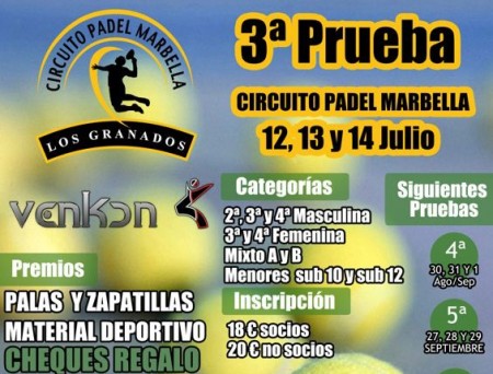 Este fin de semana Los Granados organiza la tercera prueba del Circuito de Pádel Marbella