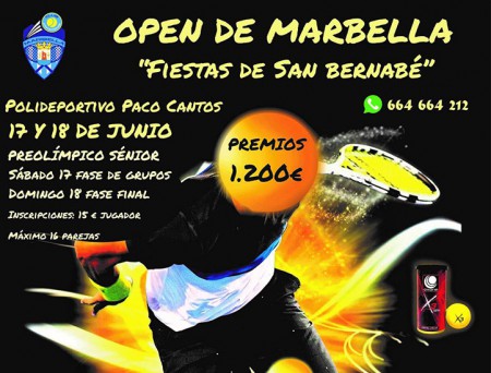 El Club Frontenis Marbella organiza el Open Nacional de San Bernabé